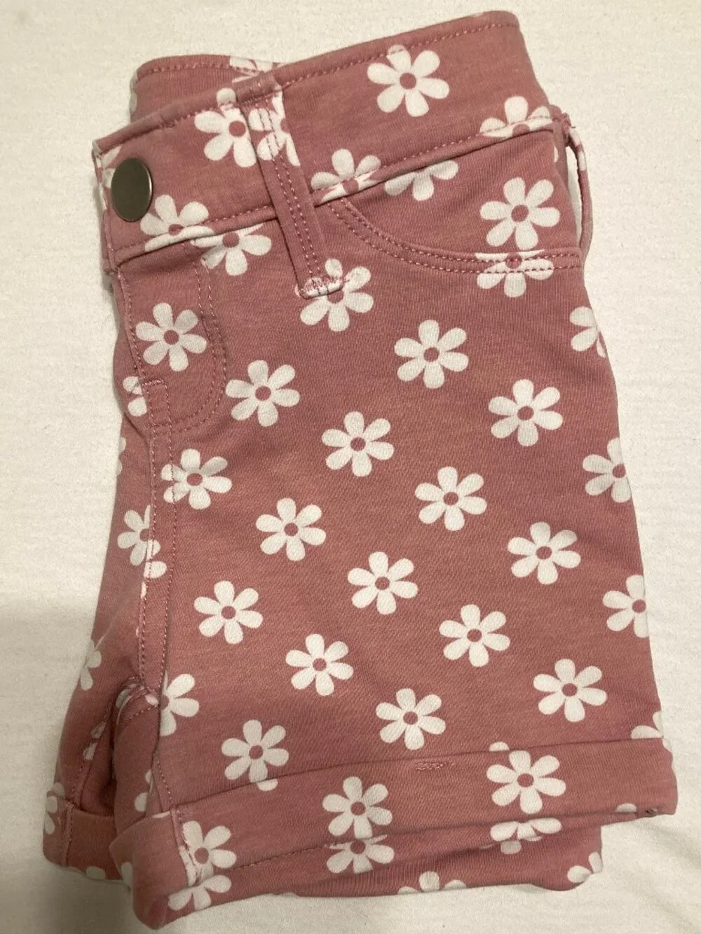 Wonder Nation Girls Pink/White Flower Shorts Super Soft Size S (6-6x) Like New!